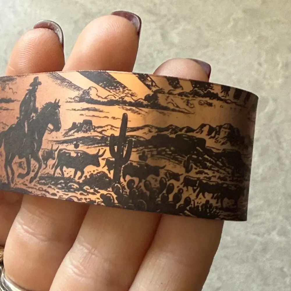Copper etched cuff